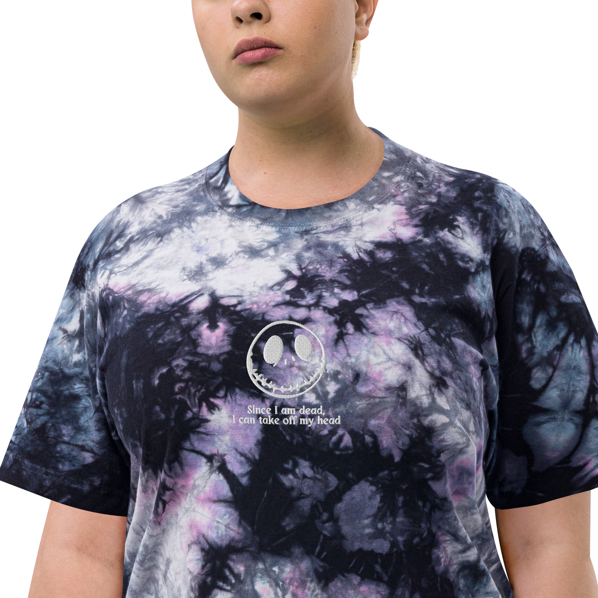 Oversized embroidered tie-dye 'Lost Our Heads' Tee - Image 2