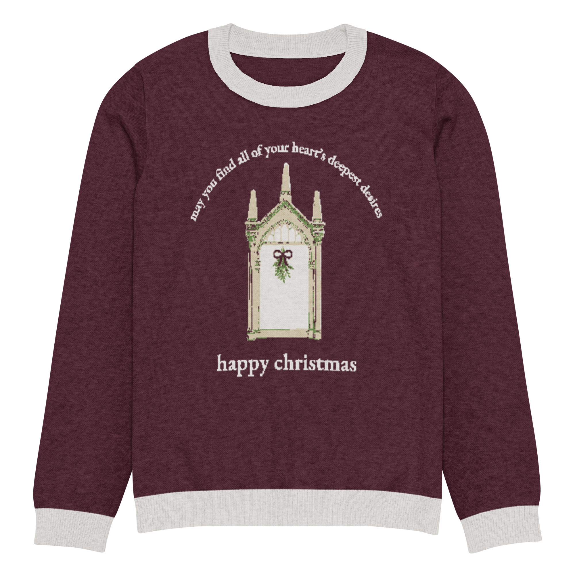 happy christmas Knitted Sweater - Burgundy - Image 15