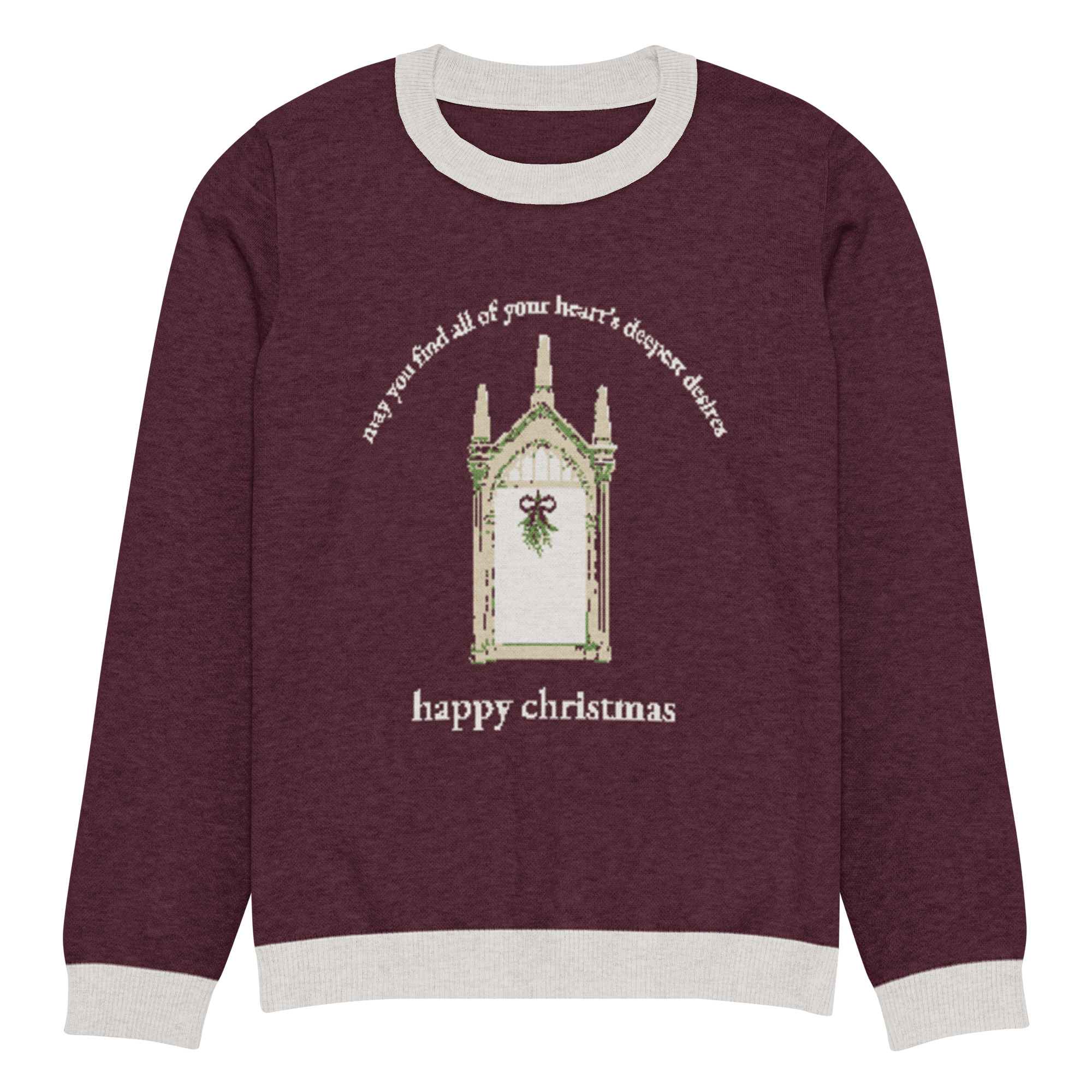 happy christmas Knitted Sweater - Burgundy - Image 3