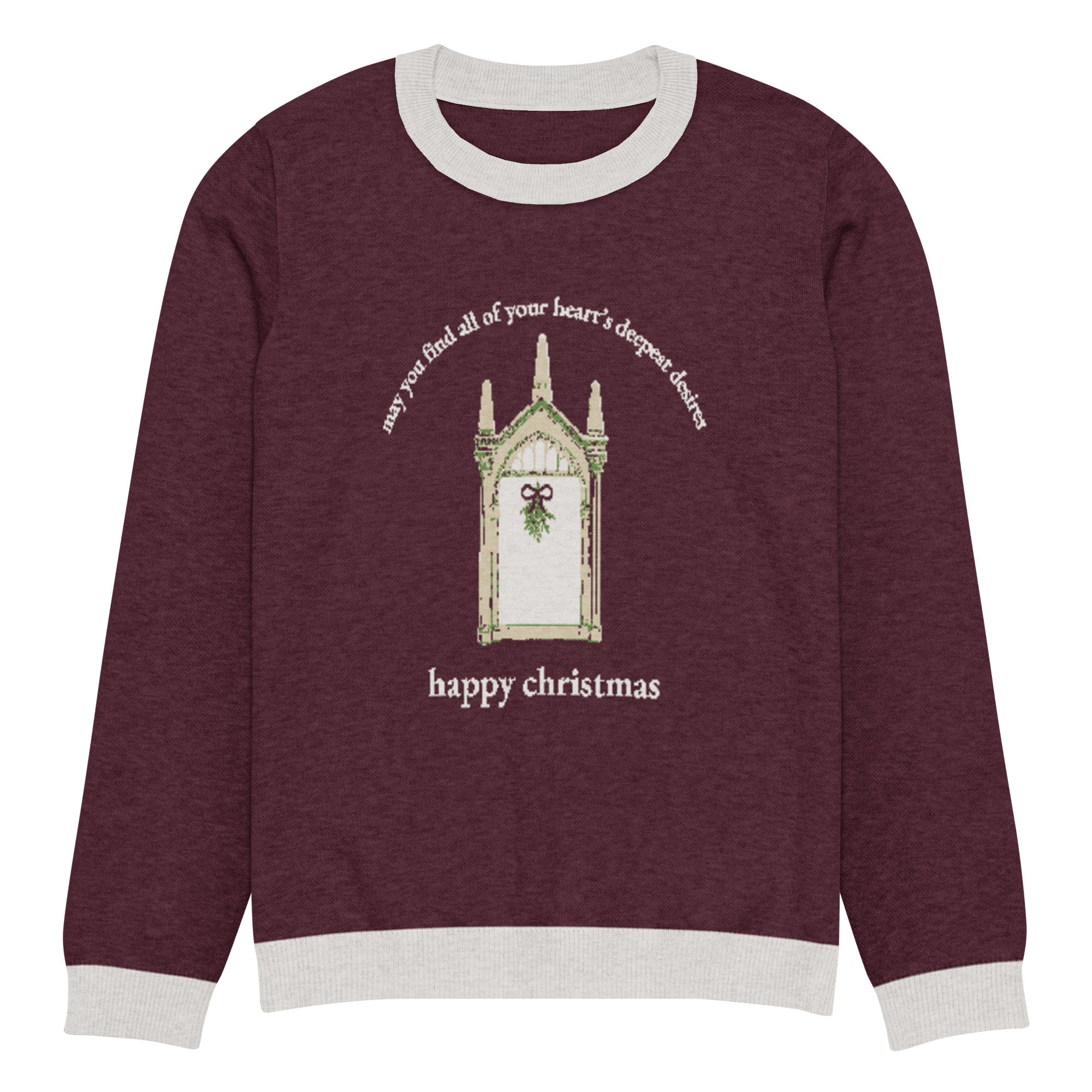 happy christmas Knitted Sweater - Burgundy - Image 17