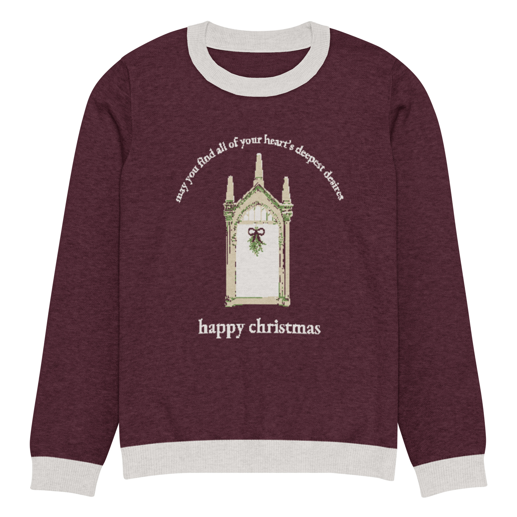 happy christmas Knitted Sweater - Burgundy - Image 11