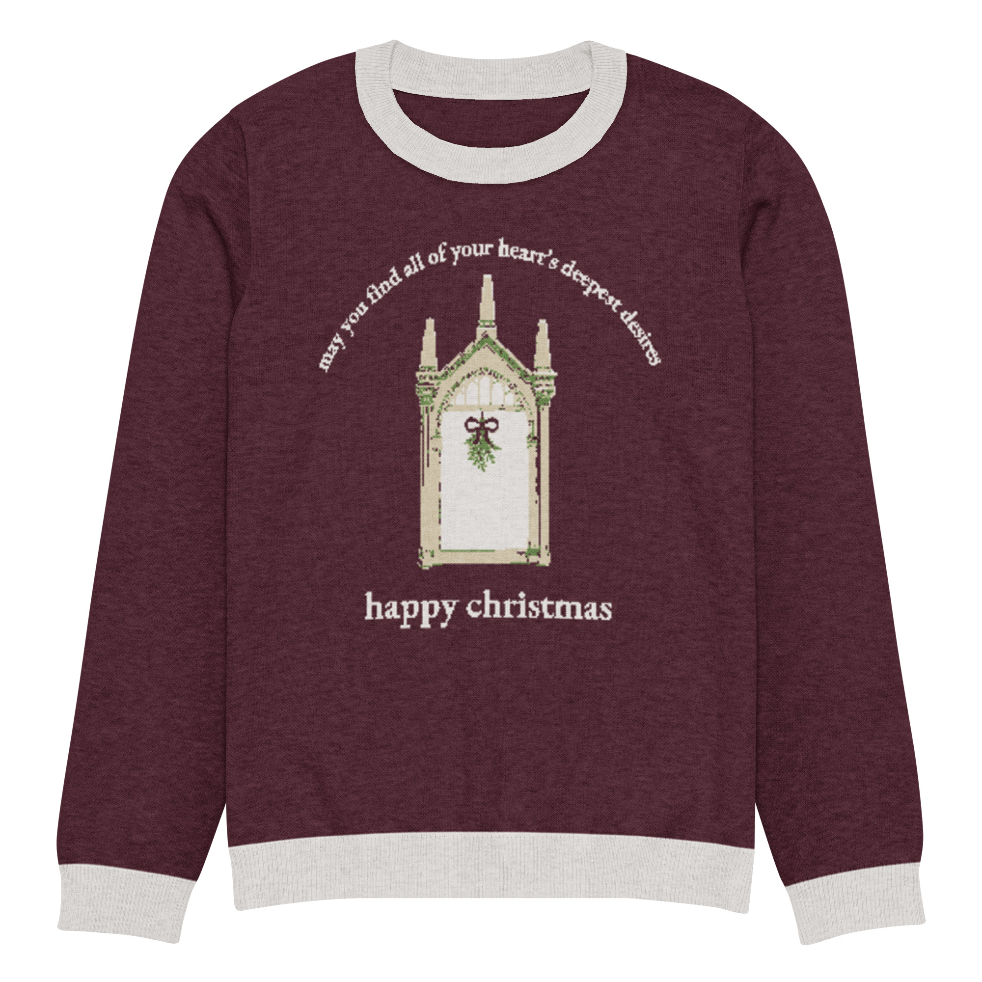 happy christmas Knitted Sweater - Burgundy - Image 9