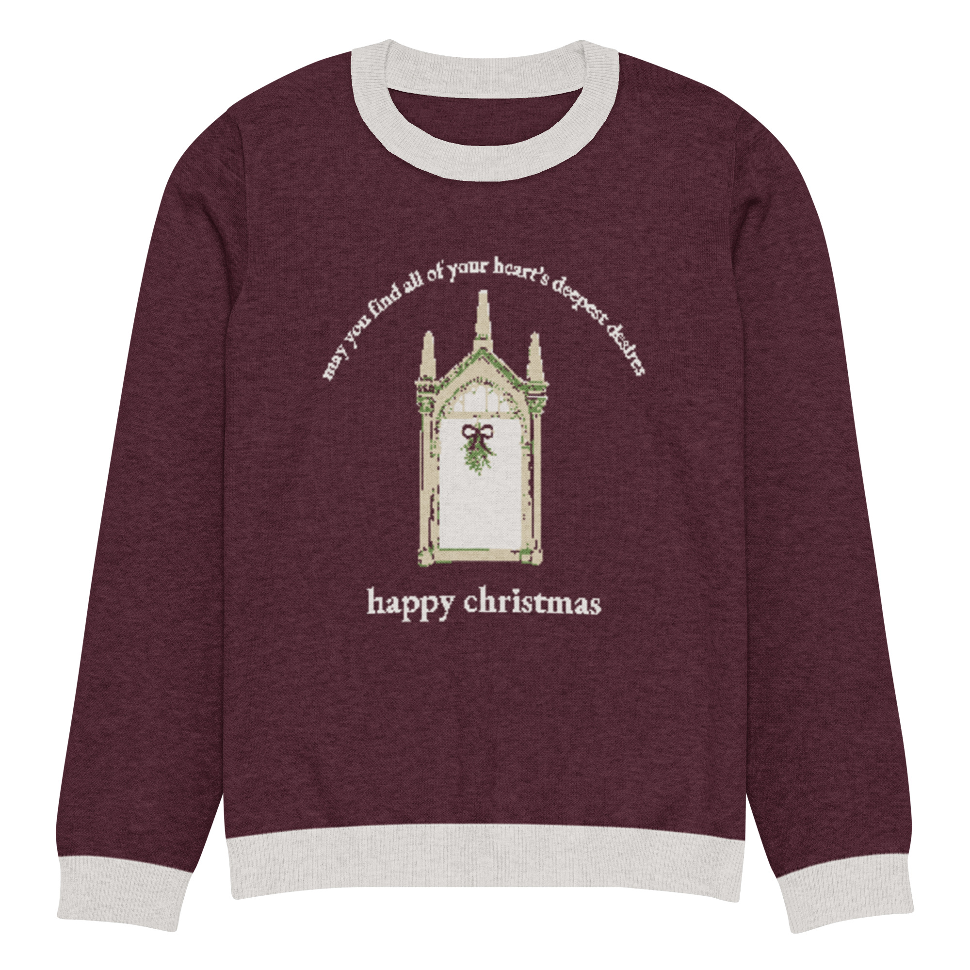 happy christmas Knitted Sweater - Burgundy - Image 7