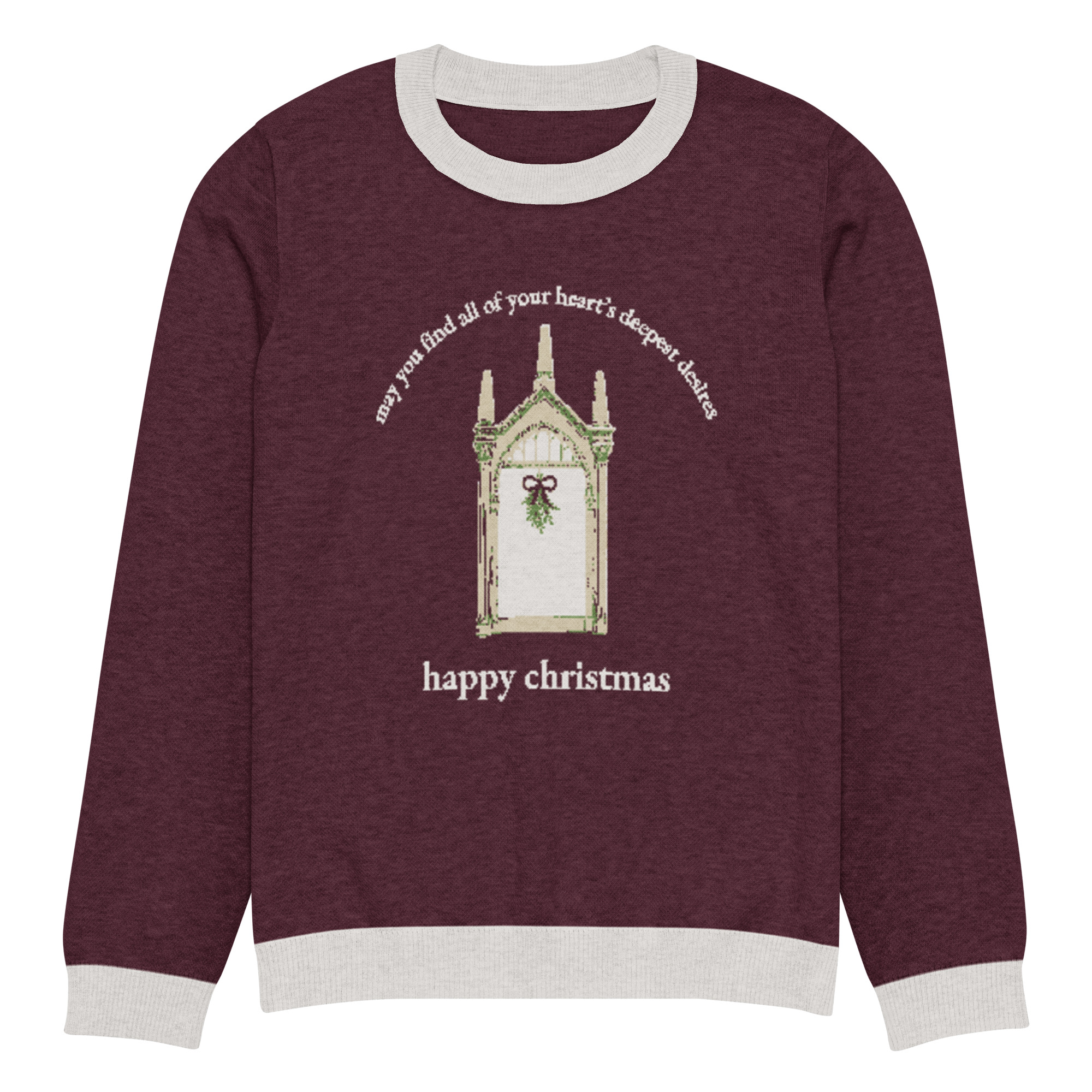 happy christmas Knitted Sweater - Burgundy - Image 13