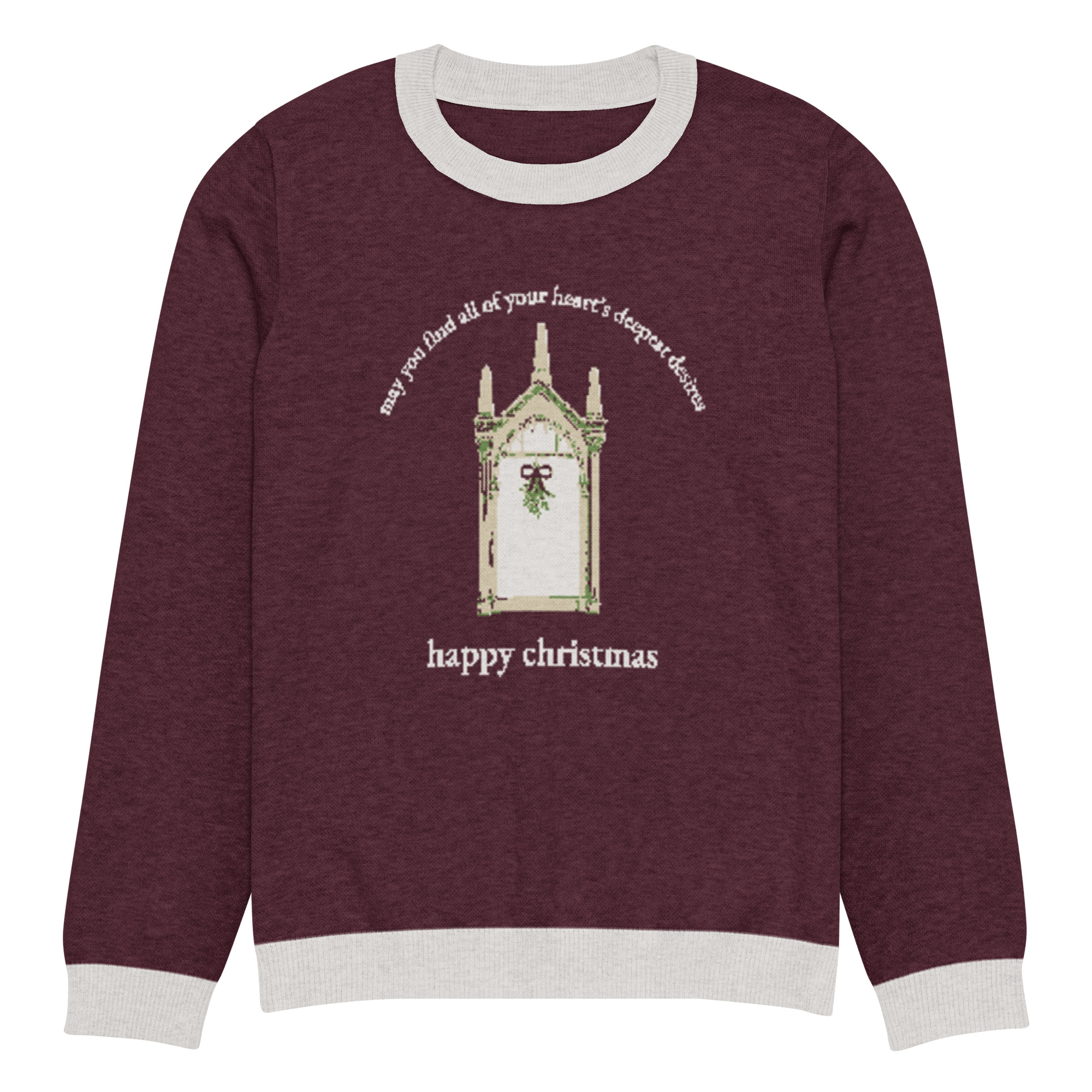happy christmas Knitted Sweater - Burgundy - Image 5
