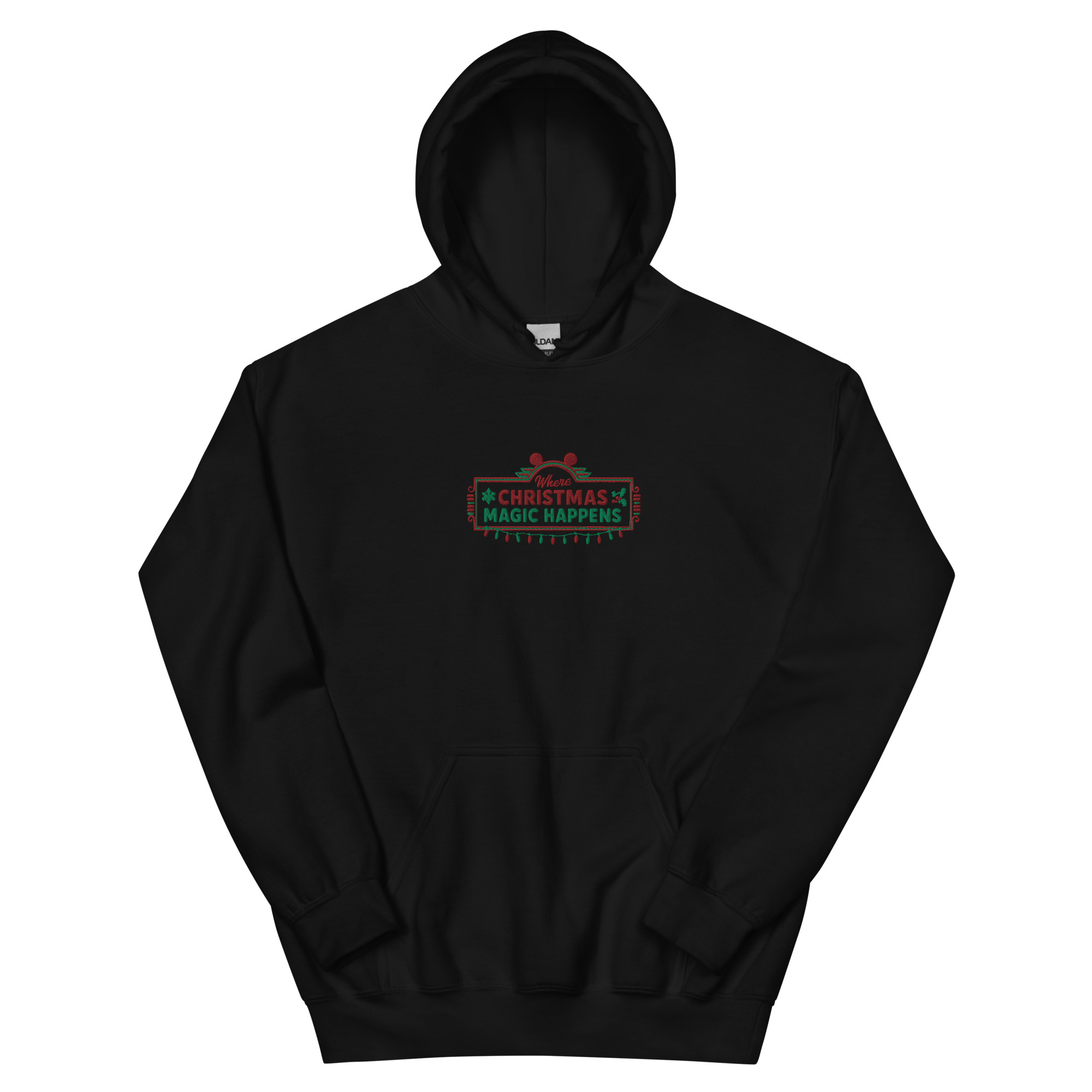 Where the Christmas Magic Happens Embroidered Hoodie